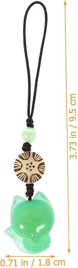 Zerodeko 2 pcs Fox Jade Agate Phone Pendants Green Pink Hanging Charms for Bags Key Chains Stylish Cell Phone Accessories Gift for Women