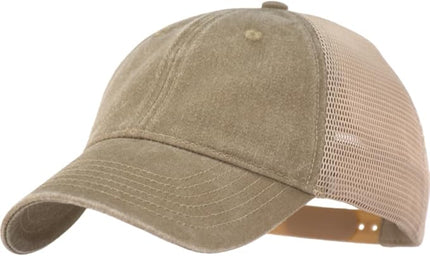 Vintage Washed Soft Crown Baseball Cap Plain Snapback Trucker Hat Men Women Adjustable Distressed Mesh-Back Ball Cap