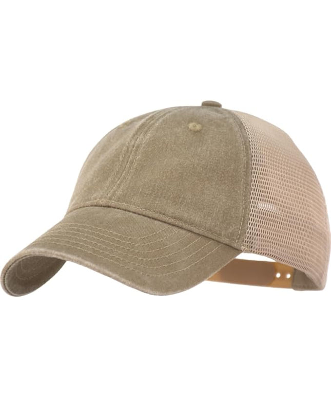 Vintage Washed Soft Crown Baseball Cap Plain Snapback Trucker Hat Men Women Adjustable Distressed Mesh-Back Ball Cap