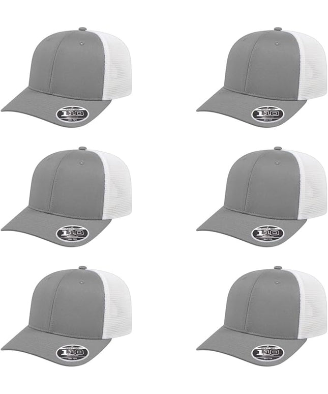 Cap America i8502 Flexfit 110 Premium Mid Profile 6-Panel Mesh Back Trucker Cap Hat w/UV Guard & Adjustable Snapback