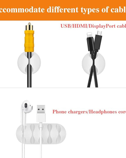 Shintop Cable Clips, 16 Pack White Cord Holder Adhesive Cable Organizer Wire Holder for Organizing Phones Chargers Desk Nightstand Car