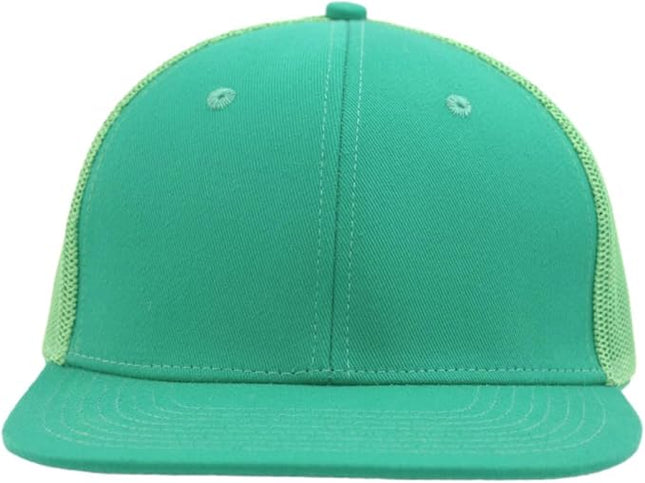 Flat Bill Snapback Mesh Hats | Fits OSFM & XXL Big Head | Blank Solid Color Adjustable Trucker Hat for Men