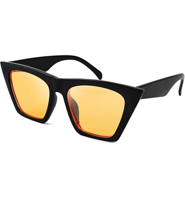 FEISEDY Vintage Square Cat Eye Sunglasses Women Trendy Cateye Sunglasses B2473
