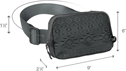 C.C Belt Bag for Women – Quilted Fanny Pack Crossbody Waist Bag with Adjustable Strap, Fashion Gift Idea (Aztec Pattern - dk. grey)