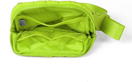 C.C Quilted Puffer Fanny Pack For Women Unisex - Daily Waist Crossbody Belt bag With Adjustable Strap (Lime)