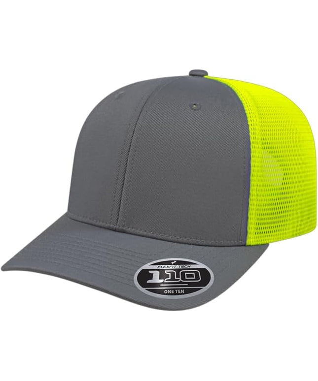 Cap America i8502 Flexfit 110 Premium Mid Profile 6-Panel Mesh Back Trucker Cap Hat w/UV Guard & Adjustable Snapback