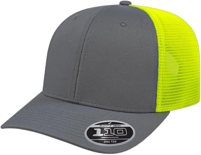 Cap America i8502 Flexfit 110 Premium Mid Profile 6-Panel Mesh Back Trucker Cap Hat w/UV Guard & Adjustable Snapback