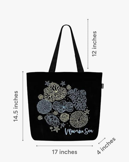 Ecoright Aesthetic Canvas Tote Bag for Women Large Zipper Tote Bags with Pocket, Womens Tote Bag for Yoga, Work, Beach