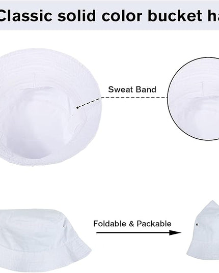 kozinu Washed Cotton Bucket Hats Packable Summer Outdoor Cap Travel Beach Sun Hat Plain Colors for Men Women