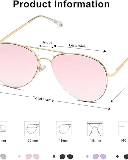 SOJOS Classic Aviator Sunglasses for Women Men Metal Frame Spring Hinges SJ1030