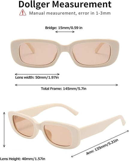 Dollger Rectangle Sunglasses for Women Men Trendy Retro Fashion Sunglasses UV 400 Protection Square Fram