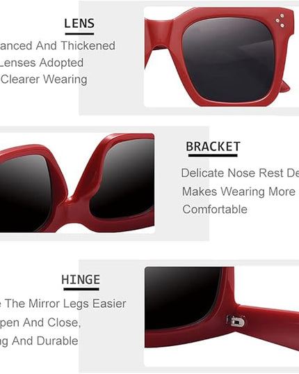 Vintage Women Oversized Sunglasses Designer Luxury Square Sun Glasses UV400 Protection Flat Lens