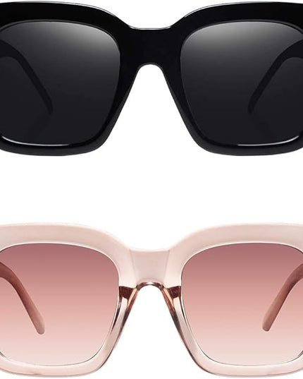 Vintage Women Oversized Sunglasses Designer Luxury Square Sun Glasses UV400 Protection Flat Lens