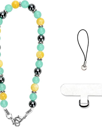 Marble Beaded Phone Wrist Strap, Cellphone Lanyard with Tether Tab, Hands-Free Wristlet Bracelet