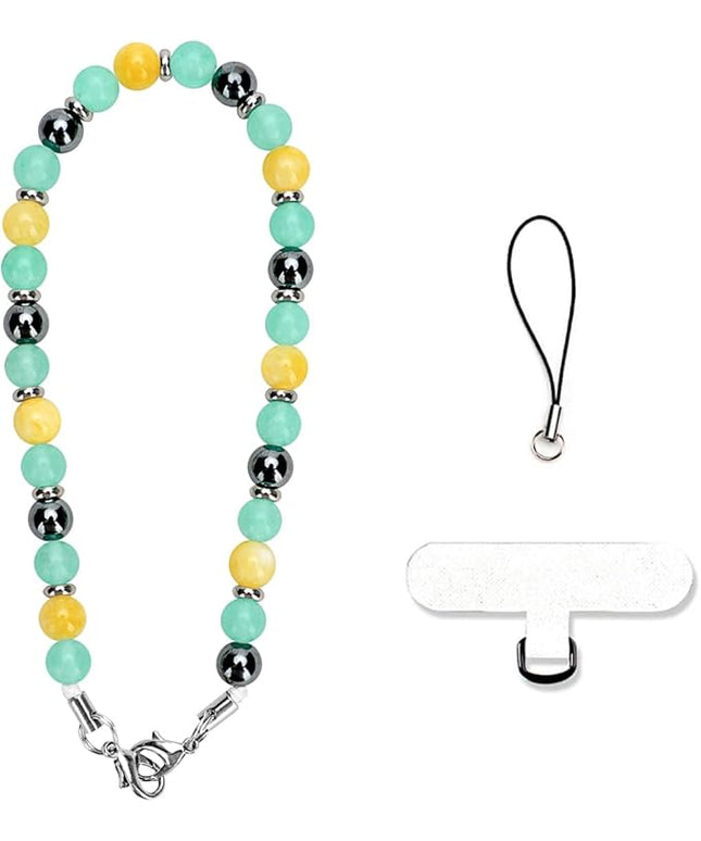 Marble Beaded Phone Wrist Strap, Cellphone Lanyard with Tether Tab, Hands-Free Wristlet Bracelet