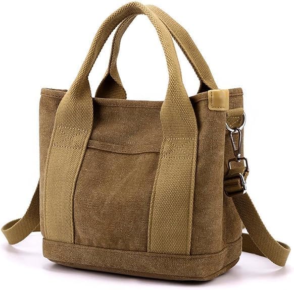 Small Tote Bag with Zipper, 2024 Canvas Multi-Pocket Crossbody Bag Shoulder Bag Satchel Hobo Bag Messenger Bag