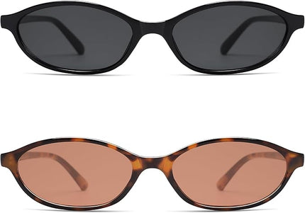 Retro Oval Cat Eye Sunglasses for Women Y2k Trendy Narrow Sunnies Designer Sun Glasses AR82253