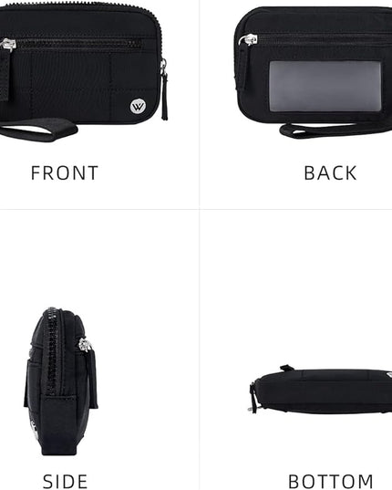 WESTBRONCO Wristlet Wallets for Women Nylon Quilted RFID Wallet with 3 Zipper Purse for Travel