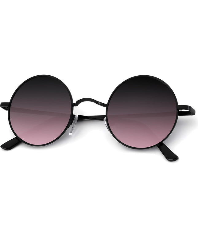 KALIYADI Round Polarized Sunglasses for Men Women Retro Metal Hippie Circle Style Sun Glasses UV Protection