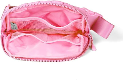 C.C Quilted Puffer Fanny Pack For Women Unisex - Daily Waist Crossbody Belt bag With Adjustable Strap (Pink)