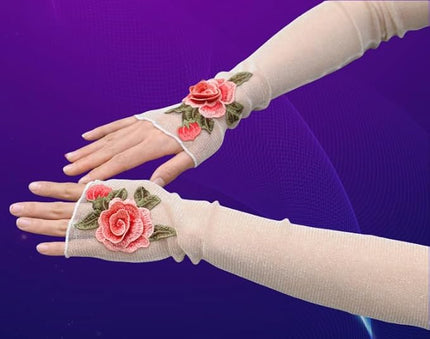Specell Embroidered Flowers Lace Fingerless Gloves - for Bridal Wedding Cocktail Tea Party Evening Prom Costumes Cosplay