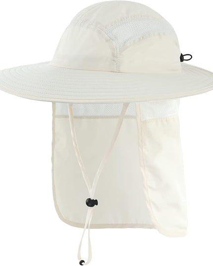 Home Prefer UPF 50+ Mens Wide Brim Fishing Hat with Neck Flap Sun Hat for Men Women Sun Protection Cap