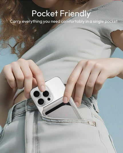 Magnetic Wallet for iPhone, Compatible with MagSafe Adjustable Stand Wallet, RIFD Blocking Leather Magnetic Card Holder for iPhone 17/16/15/14/13/12 Series, Not for iPhone 13/12 Mini(Silver)