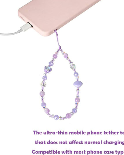 Cute Sparkling Star & Cat's Eye Phone Lanyard, Beaded Crystal Charm Strap for Phone Keys Purse - Gift for Women