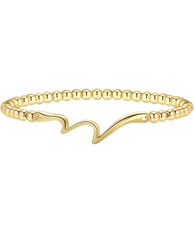 Gold Bracelets for Women 14K Gold Beaded Bracelets Stackable Bracelets for Women Gold Charm Bracelet Non Tarnish Gold Jewelry for Women Trendy