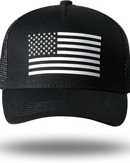 American Flag Trucker Hat - Snapback Hat, Baseball Cap for Men Women - Breathable Mesh Side, Adjustable Fit - for Casual Wear