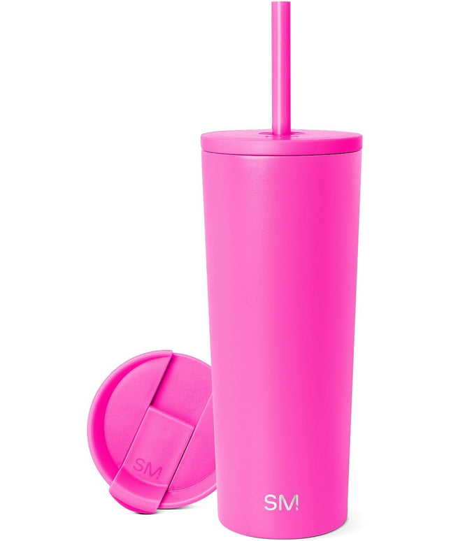 Simple Modern Insulated Tumbler with Lid and Straw | Iced Coffee Cup Reusable Stainless Steel Water Bottle Travel Mug | Gifts for Women Men Her Him | Classic Collection | 24oz | Raspberry Vibes