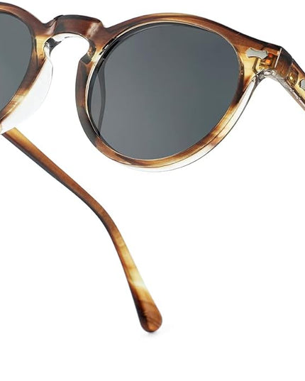 Gleyemor Vintage Polarized Sunglasses for Men Round Sunglasses UV400 Protection Retro Hand-crafted Acetate Frame