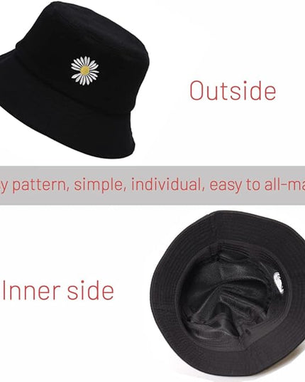 Cotton Bucket Hat for Women Men Summer Travel Sun Beach Bucket Cap, Unisex Outdoor Fisherman Hat