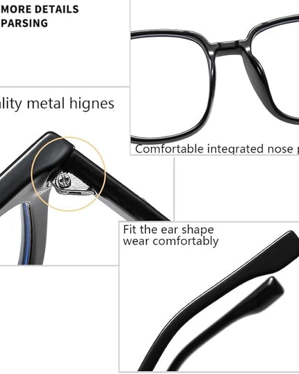 Siming Blue Light Blocking Glasses for Women and Men, Square Frame, TR90 Thermoplastic, Matte Black, Non-Polarized, Universal Fit