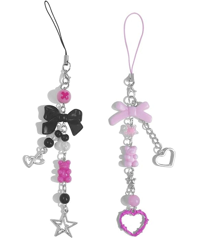 1-4PCS Cute Phone Charms Aesthetic Y2K Cell Phone Charms Strap Pink Strawberry Butterfly Star PhoneCharm Y2K Accessories for Bag Keychain Airpods Camera Pendants Decor