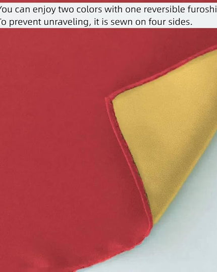 Furoshiki Japanese Wrapping Cloth Eco Gift Wrap Paper Reversible Eco-bag Christmas birthday Gift Wrapping Bento Lunch Cake Wine Bottle Box Kimono Cover (Bright Red and Yellow, 27.6 x 27.6 inches)