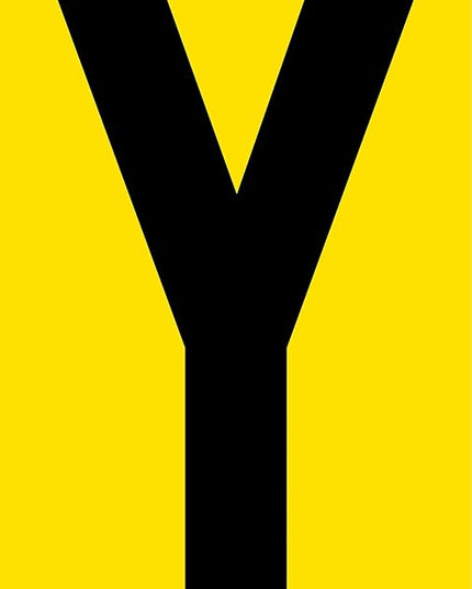 Mighty Line Y Letter Alphabet Die Cut Location Markers, Large Decal Stickers for Pallet and Machinery Marking, Heavy-Duty, Peel and Stick Adhesive, Industrial Quality, 6"x10", Pack of 10, Yellow