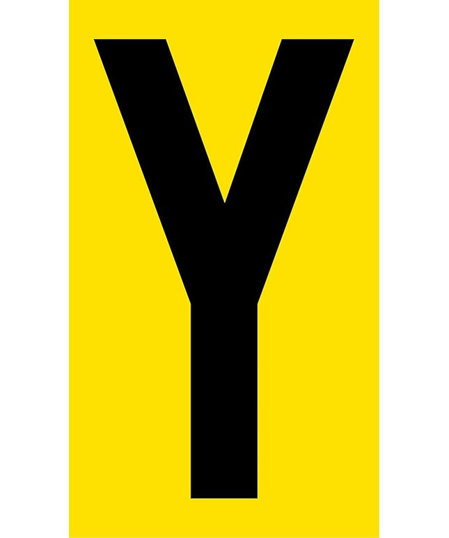 Mighty Line Y Letter Alphabet Die Cut Location Markers, Large Decal Stickers for Pallet and Machinery Marking, Heavy-Duty, Peel and Stick Adhesive, Industrial Quality, 6"x10", Pack of 10, Yellow