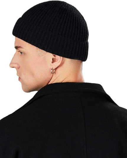 ROYBENS 2 Pack Wool Fisherman Beanies for Men, Knit Short Watch Cap Winter Warm Hats