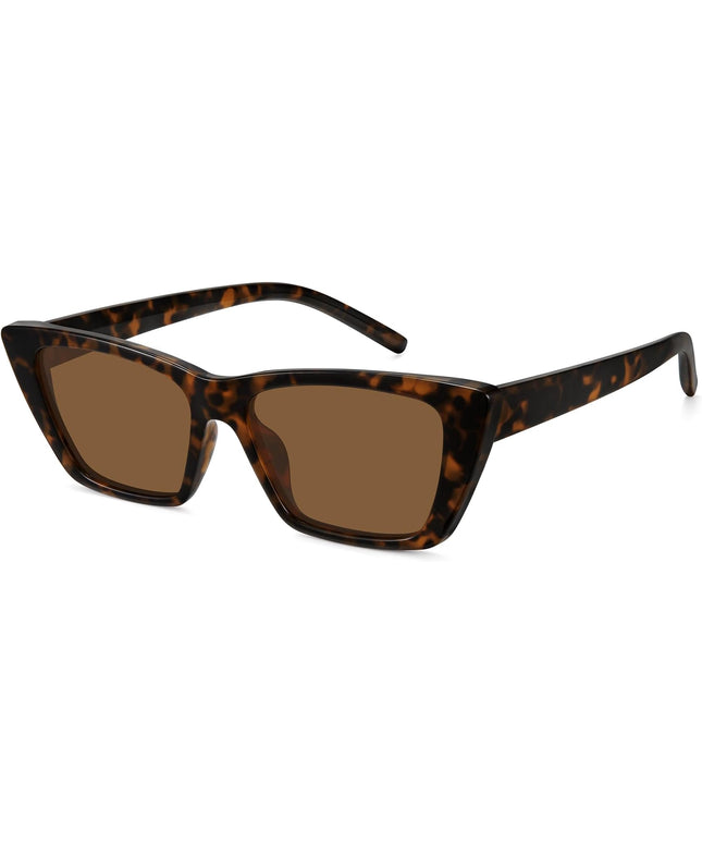 WOWSUN Narrow Small Vintage Polarized Cat Eye Sunglasses for Women