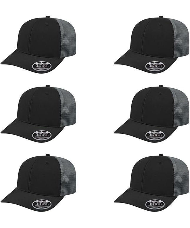 Cap America i8502 Flexfit 110 Premium Mid Profile 6-Panel Mesh Back Trucker Cap Hat w/UV Guard & Adjustable Snapback