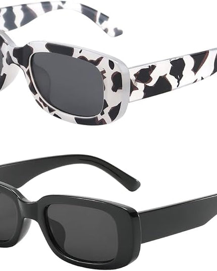 Dollger Rectangle Sunglasses for Women Men Trendy Retro Fashion Sunglasses UV 400 Protection Square Fram