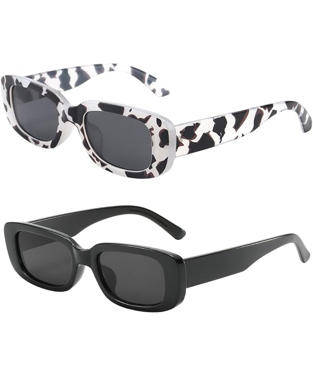 Dollger Rectangle Sunglasses for Women Men Trendy Retro Fashion Sunglasses UV 400 Protection Square Fram