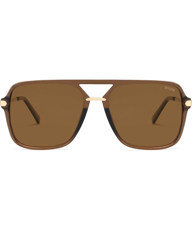 SOJOS Sunglasses for Women & Men, Square, Retro, Polarized Lens, Trendy Aviator, 90s Shades