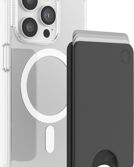PopSockets Minimalist Slim Phone Wallet, Phone Card Holder, Wireless Charging Compatible, Wallet Without Grip Compatible with MagSafe - Black