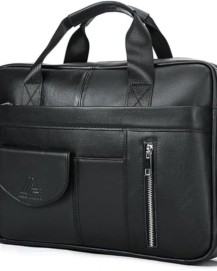 Genuine Leather Business Briefcase Laptop Handbag, Crossbody, Premium Quality, Spacious Design, Versatile Carrying Options