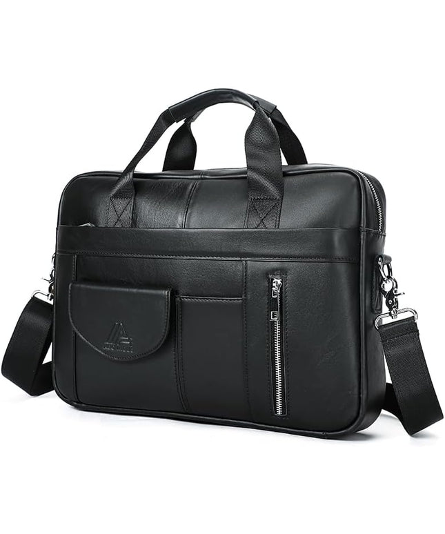 Genuine Leather Business Briefcase Laptop Handbag, Crossbody, Premium Quality, Spacious Design, Versatile Carrying Options