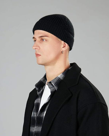 ROYBENS 2 Pack Wool Fisherman Beanies for Men, Knit Short Watch Cap Winter Warm Hats