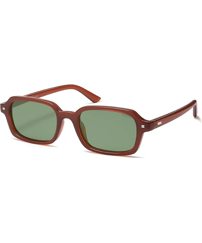 SOJOS Trendy Rectangle Polarized Sunglasses Womens Mens, Small Retro Fashion Thin Slim Square Sunnies SJ2610