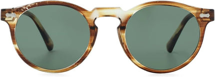 Gleyemor Vintage Polarized Sunglasses for Men Round Sunglasses UV400 Protection Retro Hand-crafted Acetate Frame